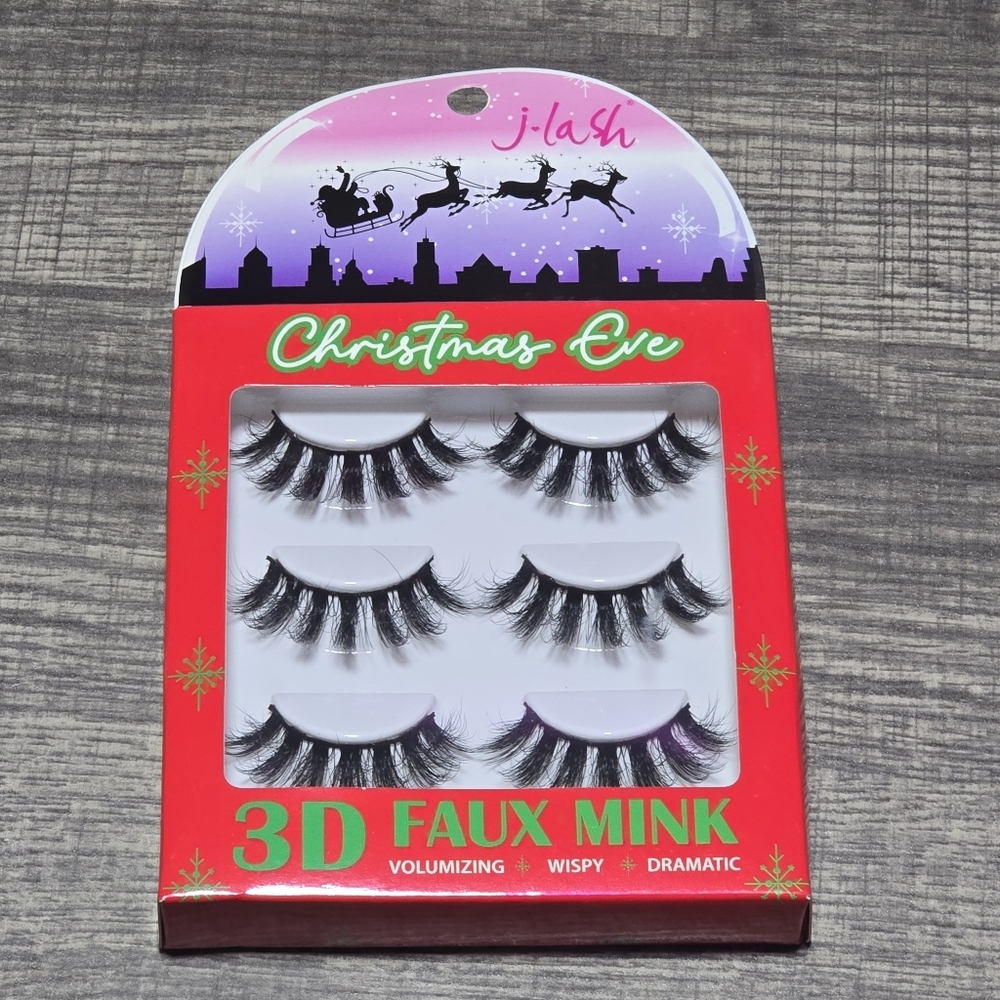 🪷4/$20 Christmas Eve 3D Faux Mink Eye Lashes 3 Pairs In Box